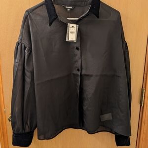 Black Blouse with Velvet Details